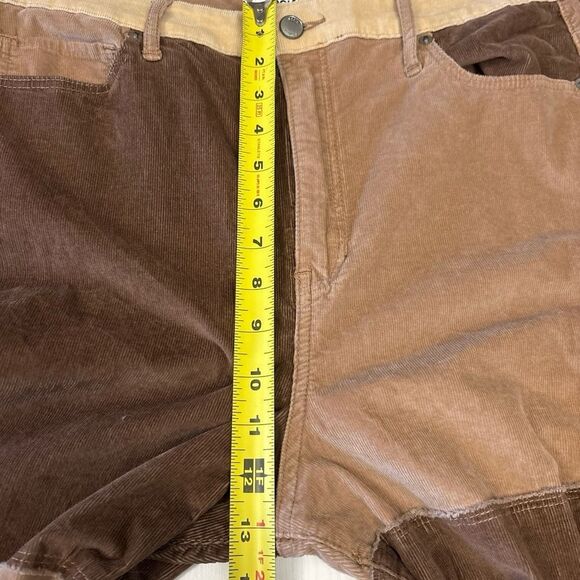 SOCIAL TOURIST Patchwork Corduroy Flare Jeans Bell Bottoms Size 32 Brown Tan - Picture 10 of 10